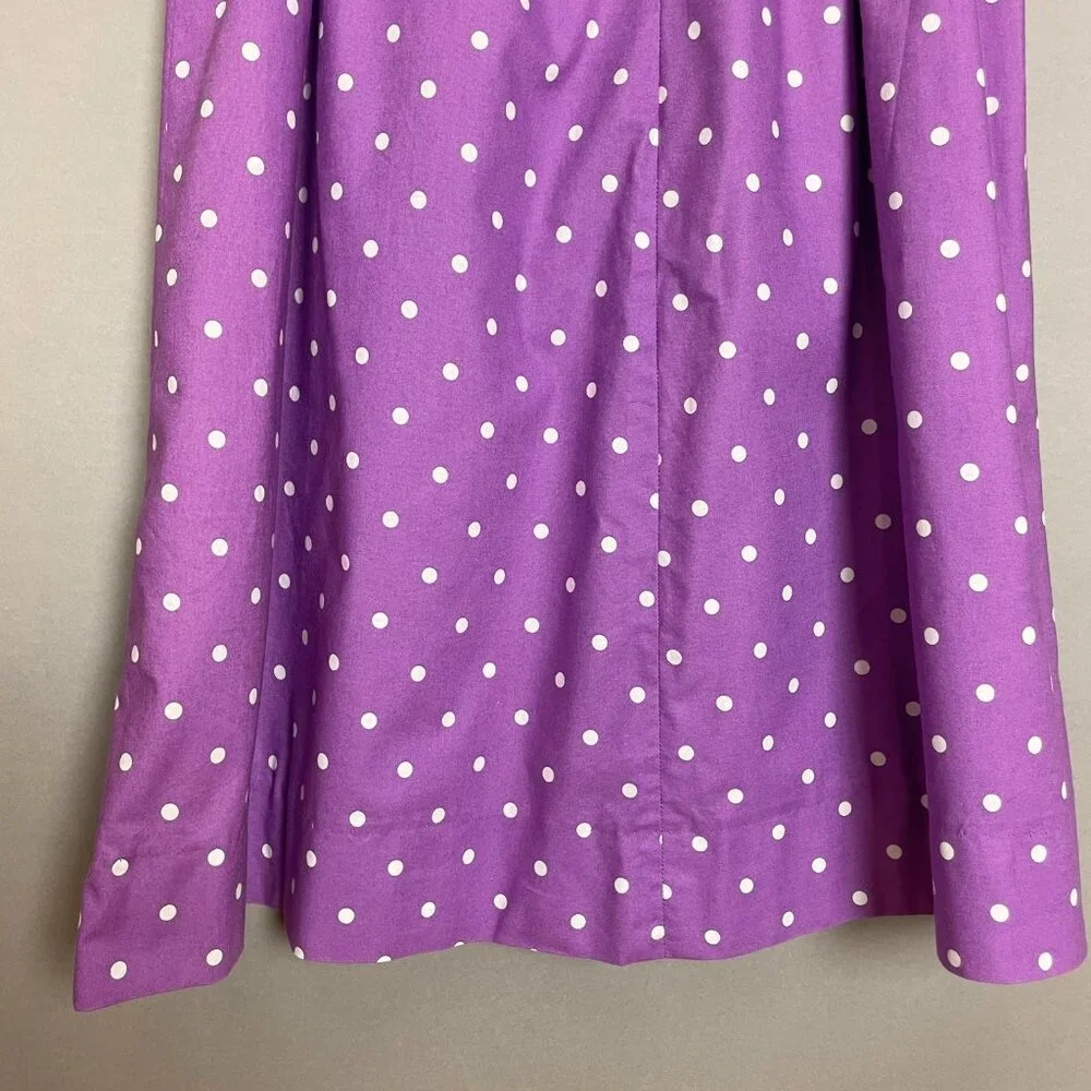 Polka Dot‎ Skirt Purple White A-Line Retro Midi Women Handmade Colorful Playful